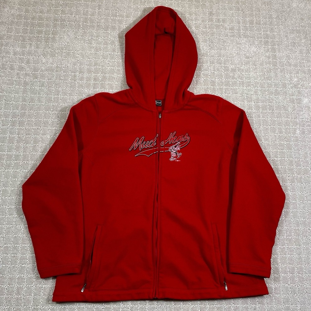 Vintage Toledo Mud Hens Baseball Women's XL Red Zip Y2K Hoodie